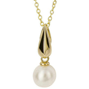 Elements Gold Edge Bale Freshwater Pearl Pendant - Gold/White