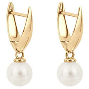 Elements Gold Edge Freshwater Pearl Hoop Earrings - Gold/White