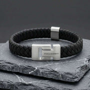 steel-barnett-harrison-thick-braided-leather-bracelet---blacksilver-35896645