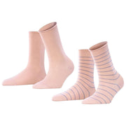 Falke Happy Stripe 2 Pack Socks - Blossom Pink