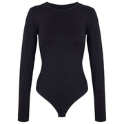 Falke Timeless Cotton クルー ストリング ボディスーツ - ブラック
