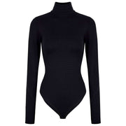 Falke Timeless コットン タートルネック ブリーフ ボディスーツ - ブラック