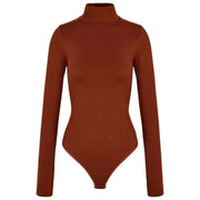 Falke Timeless コットン タートルネック ストリング ボディスーツ - ミンクブラウン