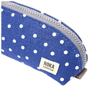 Roka テート スモール コットン キャンバス ポーチ - ネイビー ポルカドット