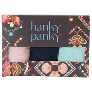 Hanky Panky シグネチャー レース ローライズ Tバック 3 パック - ブラッシュ ローズ/ネイビー/セレステ ブルー
