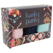 Hanky Panky シグネチャー レース ローライズ Tバック 3 パック - ブラッシュ ローズ/ネイビー/セレステ ブルー