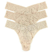 Hanky Panky Signature Lace 3 Pack Original Rise Thong - Chai Beige