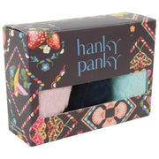 Hanky Panky シグネチャー レース オリジナル ライズ Tバック 3 パック - ブラッシュ ローズ/ネイビー/セレステ ブルー