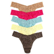 Hanky Panky Signature Lace 5 Pack Low Rise Thong - Pink/Blue/Brown