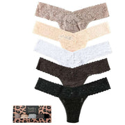 Hanky Panky シグネチャー レース ローライズ Tバック 5 個パック - トープ/スリープ イン グレー/グレー ミスト/ダスク