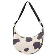 Lefrik Lua Printed Cow Shoulder Bag - Cream/Grey