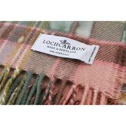 Locharron of Scotland ボーダーズ ダンディー ラムズウール ブランケット - ローズピンク/グリーン