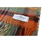 Locharron of Scotland Borders Dundee オールドウェザード ラムズウール ブランケット - オレンジ/グリーン