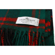 Locharron of Scotland ボーダーズ マクドナルド クラン モダン ラムウール ブランケット - ダークグリーン/ネイビー/レッド