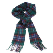 Locharron of Scotland Bowhill Russell Modern Lambswool Tartan Scarf - Green/Blue/Grey/White