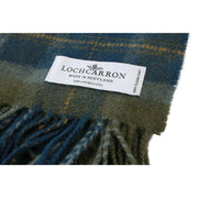 Locharron of Scotland Bowhill Scottish Borderland ラムズウール スカーフ - オリーブグリーン/ネイビー