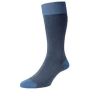 Pantherella Tewkesbury 3-Colour Birdseye Cotton Lisle Socks - Denim Blue