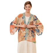 Powder 70s Kaleidoscope Floral Kimono Jacket - Coconut Cream