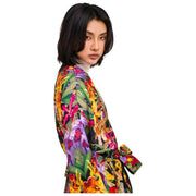 パウダーボタニカル万華鏡ロング着物ドレス - マルチカラー