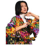 パウダーボタニカル万華鏡ロング着物ドレス - マルチカラー
