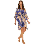 Powder China Blooms Beach Cover Up - Blue