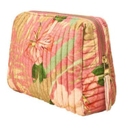 Powder Delicate Tropical Large Quilted Wash Bag - Candy Pink