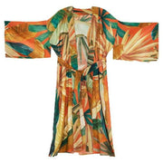 Powder Painted Palms Kimono Gown - Tangerine