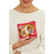 Powder Thrill of the Tiger Velvet Mini Pouch - Fuchsia Pink