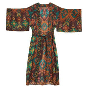 Powder Warm Ikat Kimono Gown - Chocolate Brown