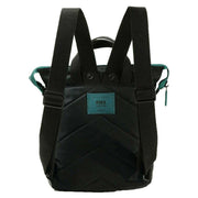 Roka Bantry B Small All Black Recycled Nylon Backpack - Black/Teal