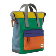 Roka Bantry B Small Creative Waste Colour Block Recycled Nylon Backpack - Green/Yellow/Orange