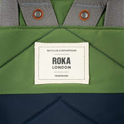 Roka Canfield B Medium Creative Waste Two Tone Recycled Nylon Backpack - Midnight Blue/Avocado Green