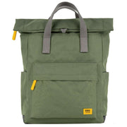 Roka Canfield B Medium Yellow Label Recycled Canvas Backpack - Granite Green