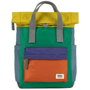 Roka Canfield B Small Creative Waste Colour Block Recycled Nylon Backpack - Green/Yellow/Orange