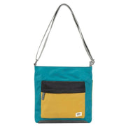 Roka Kennington B Medium Creative Waste Colour Block Recycled Nylon Crossbody Bag - Blue/Grey/Yellow