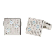 Simon Carter Floral Textured Wave Cufflinks - Silver/Blue