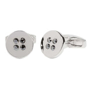 Simon Carter Hematite Crystal Button Cufflinks - Silver/Black