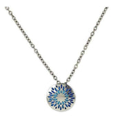 Ti2 Titanium Domed Floral Print Pendant - Blue