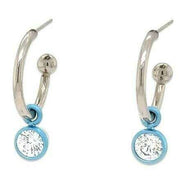 Ti2 Titanium Gem Charm Hoop Earrings - Light Blue