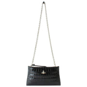 Vivienne Westwood スモール クロコ フラット ジップ クラッチ - ブラック