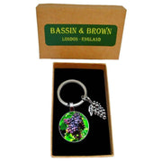 Bassin and Brown Bunch of Grapes Key Ring - Green/Wine/Blue