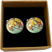 Bassin and Brown Earth Globe Cufflinks - Blue/Yellow/Pink