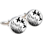 Bassin and Brown Flying Ducks Cufflinks - White/Black