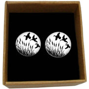 Bassin and Brown Flying Ducks Cufflinks - White/Black