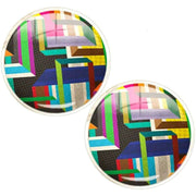 Bassin and Brown Geometric Stripe Cufflinks - Multi-colour