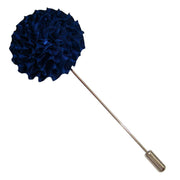 Bassin and Brown Large Flower Lapel Pin - Navy