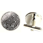 Bassin and Brown Paisley Cufflinks - Black/White