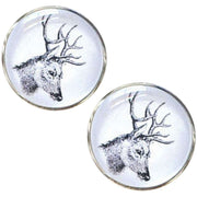 Bassin and Brown Side Stags Head Cufflinks - White/Black