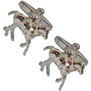 Bassin and Brown Silver Polo Player Cufflinks - Silver