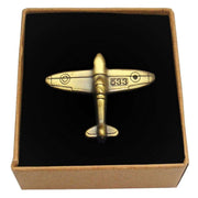 Bassin and Brown Spitfire Airplane Lapel Pin - Antique Bronze